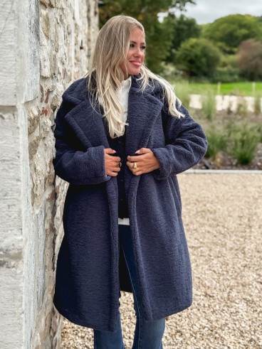 Manteau en teddy Alva - Bleu marine