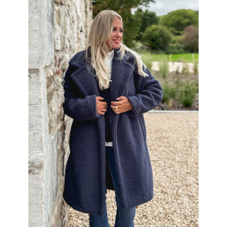 Manteau en teddy Alva - Bleu marine