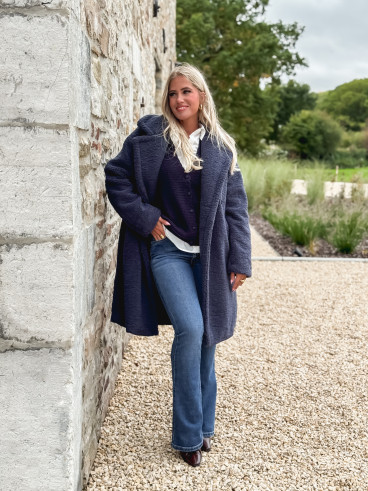 Manteau en teddy Alva - Bleu marine