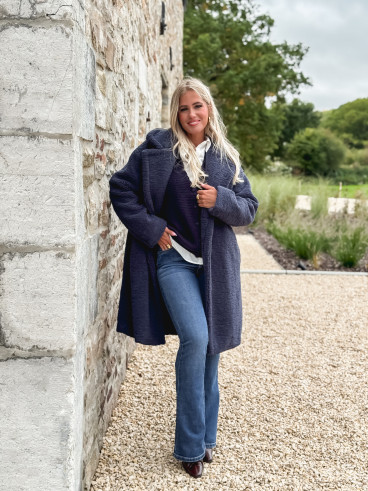 Manteau en teddy Alva - Bleu marine