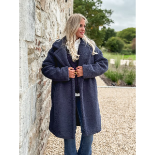 Manteau en teddy Alva - Bleu marine