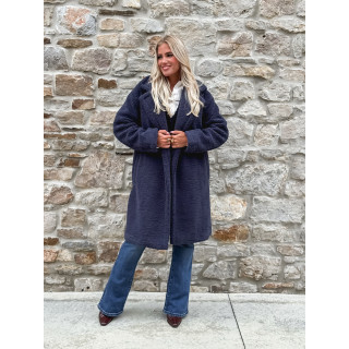 Manteau en teddy Alva - Bleu marine