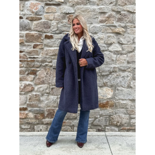 Manteau en teddy Alva - Bleu marine