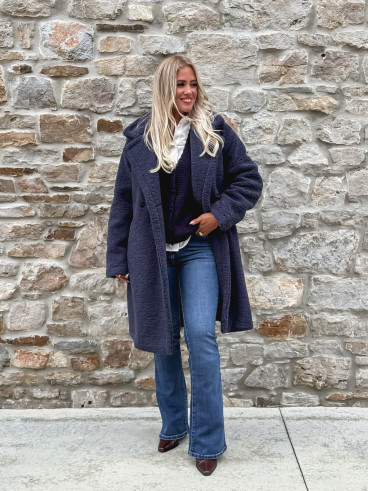 Manteau en teddy Alva - Bleu marine