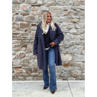 Manteau en teddy Alva - Bleu marine