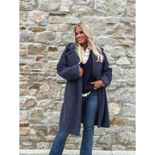 Manteau en teddy Alva - Bleu marine
