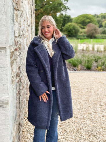 Manteau en teddy Alva - Bleu marine