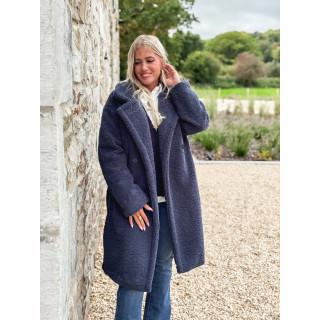 Manteau en teddy Alva - Bleu marine