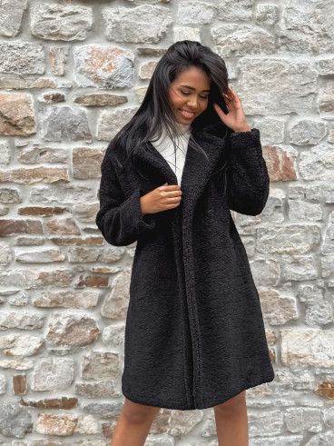 Manteau en teddy Alva - Noir