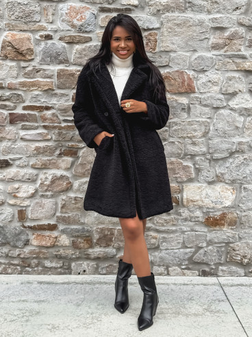 Manteau en teddy Alva - Noir