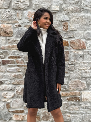 Manteau en teddy Alva - Noir