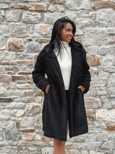 Manteau en teddy Alva - Noir