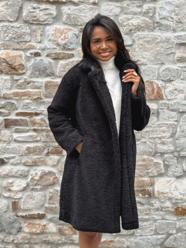 Manteau en teddy Alva - Noir