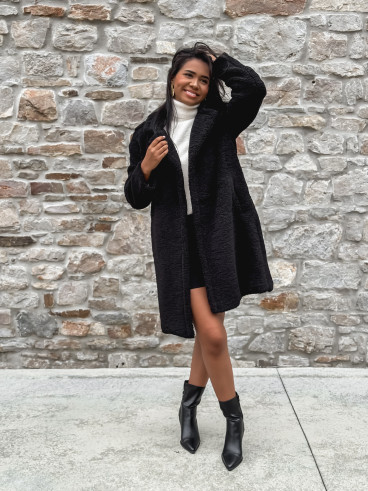 Manteau en teddy Alva - Noir