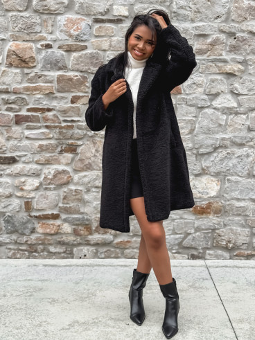 Manteau en teddy Alva - Noir