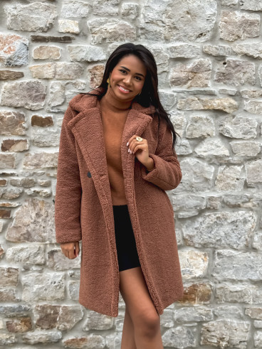 Manteau en teddy Alva - Camel
