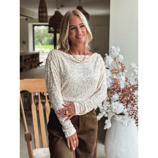 Blouse à sequins Maloée - Ecru