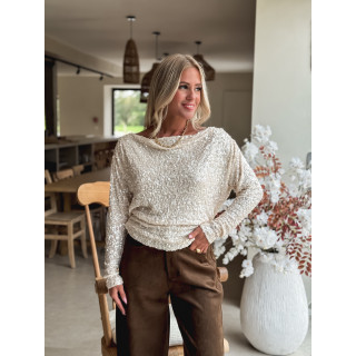 Blouse à sequins Maloée - Ecru