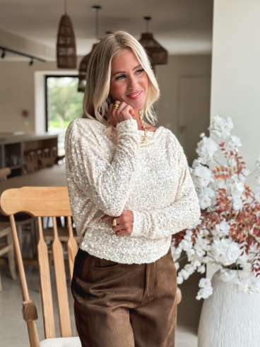 Blouse à sequins Maloée - Ecru