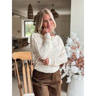 Blouse à sequins Maloée - Ecru