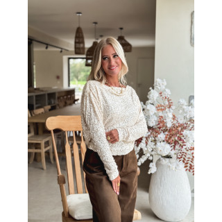 Blouse à sequins Maloée - Ecru