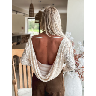 Blouse à sequins Maloée - Ecru