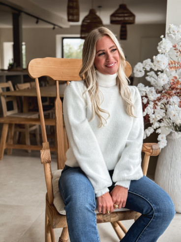 Pull col roulé Eliana - Blanc