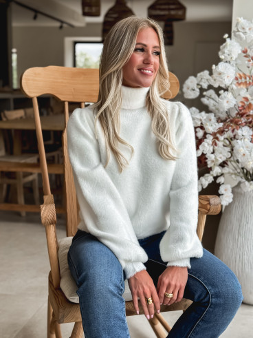 Pull col roulé Eliana - Blanc