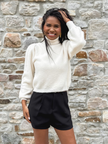 Pull col roulé Eliana - Ecru
