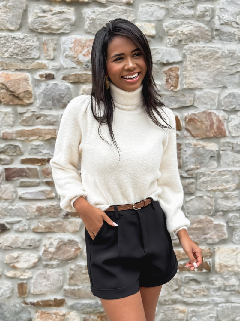 Pull col roulé Eliana - Ecru