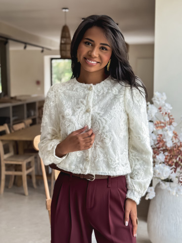 Blouse à fleurs Maddy - Ecru