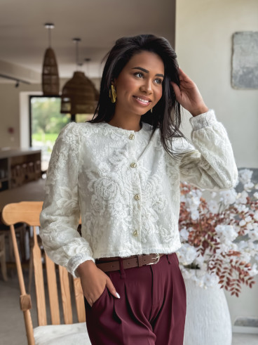 Blouse à fleurs Maddy - Ecru