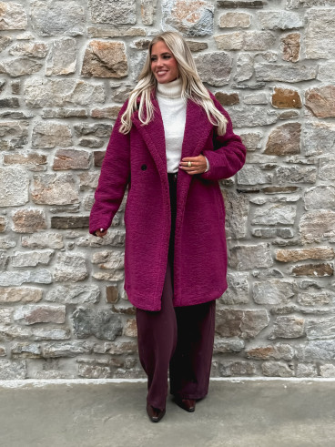 Manteau en teddy Alva - Magenta