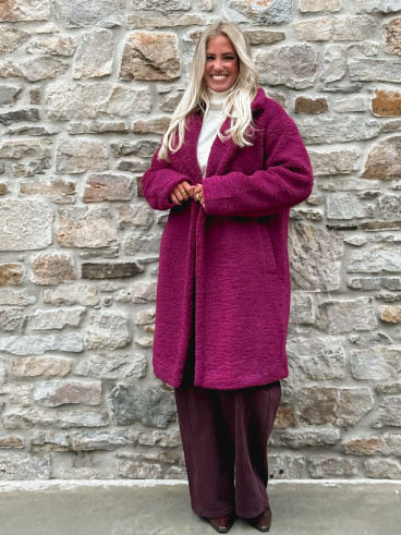 Manteau en teddy Alva - Magenta