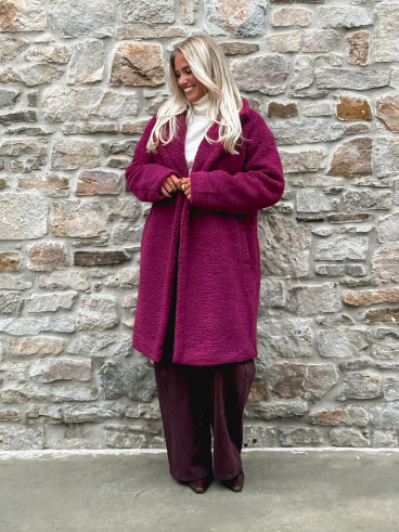 Manteau en teddy Alva - Magenta