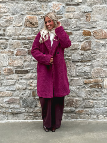Manteau en teddy Alva - Magenta