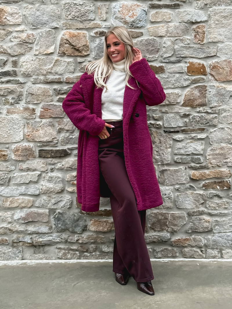 Manteau en teddy Alva - Magenta