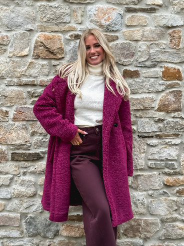Manteau en teddy Alva - Magenta