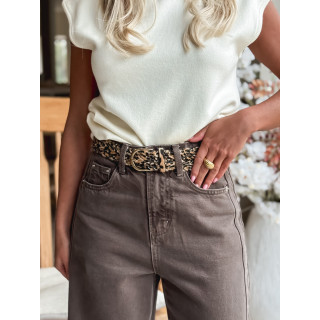 Ceinture léopard Cuzco - Beige/Noir