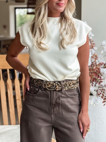 Ceinture léopard Cuzco - Beige/Noir