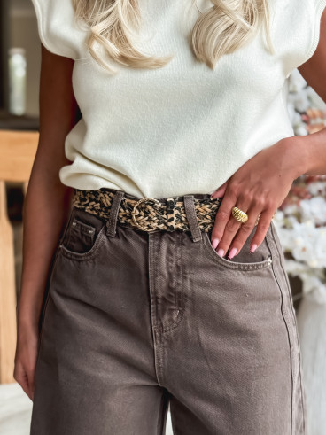 Ceinture léopard Cuzco - Beige/Noir