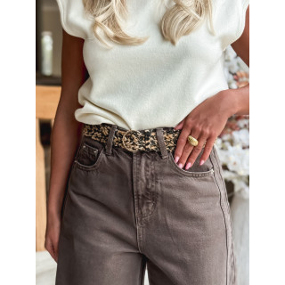 Ceinture léopard Cuzco - Beige/Noir