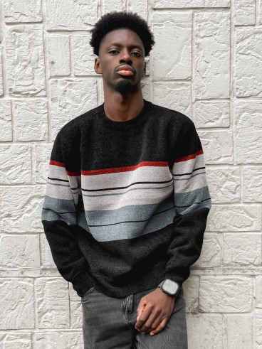 Pull Ligné Ezequiel - Noir/Gris