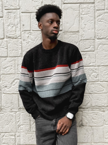 Pull Ligné Ezequiel - Noir/Gris