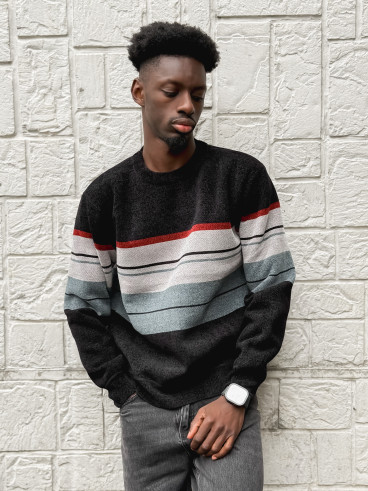 Pull Ligné Ezequiel - Noir/Gris