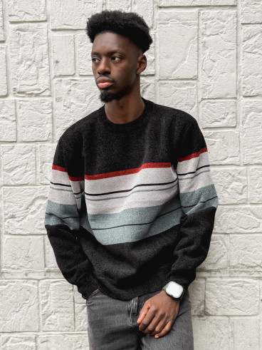 Pull Ligné Ezequiel - Noir/Gris