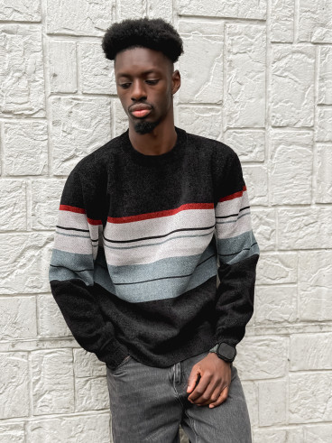 Pull Ligné Ezequiel - Noir/Gris