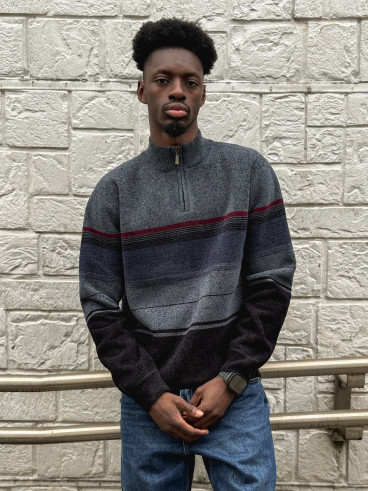 Pull Ligné Sylvan - Bleu/Noir