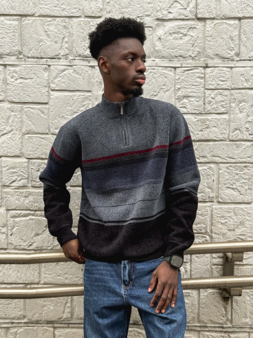 Pull Ligné Sylvan - Bleu/Noir