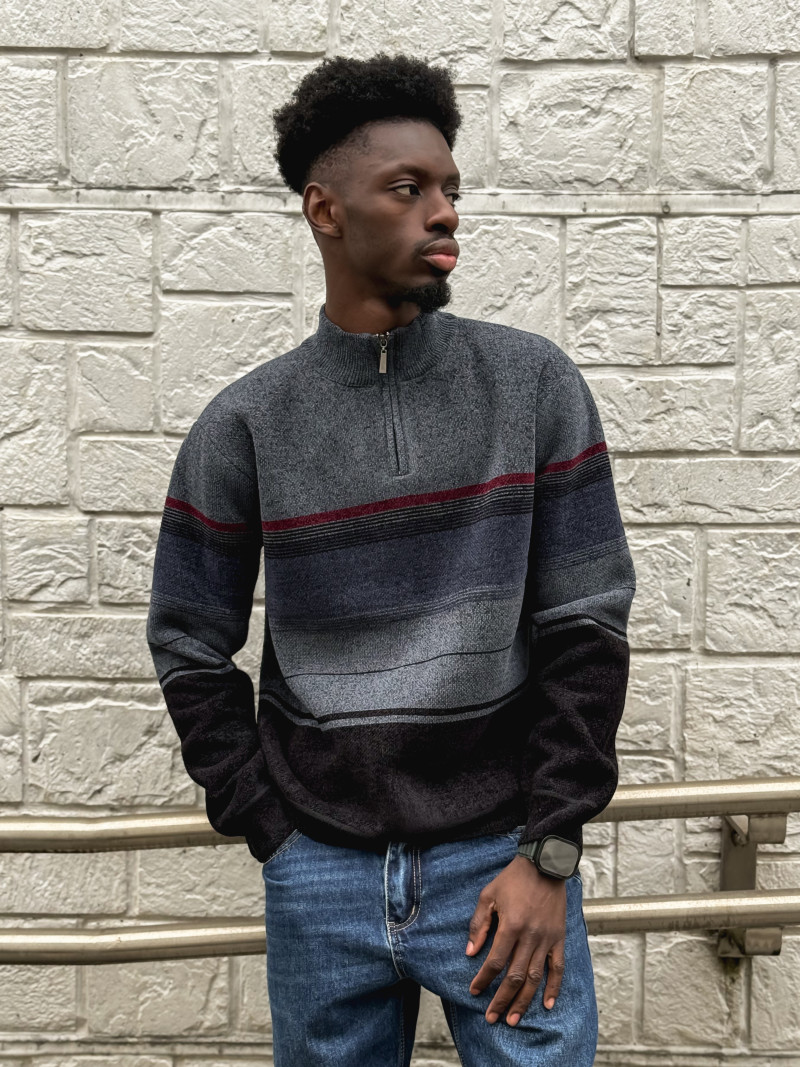 Pull Ligné Sylvan - Bleu/Noir